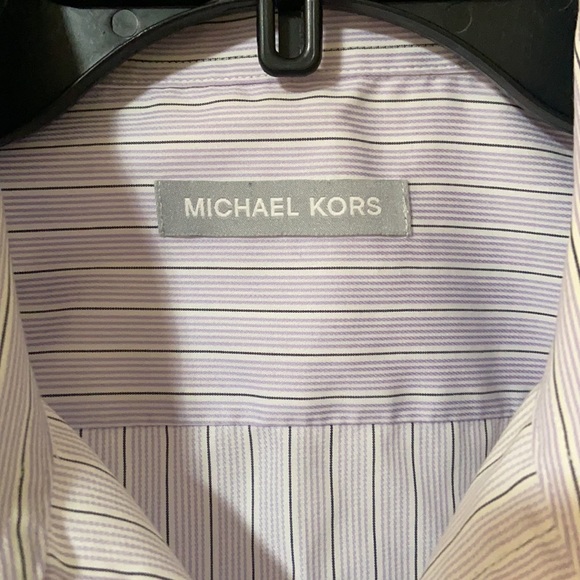 Michael Kors light purple and gray striped button up longsleeve shirt si… - Picture 3 of 10